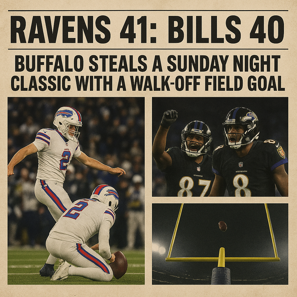 Bills 41 Ravens 40 Buffalo Steals a Sunday Night Classic With a Walk-Off Field Goal