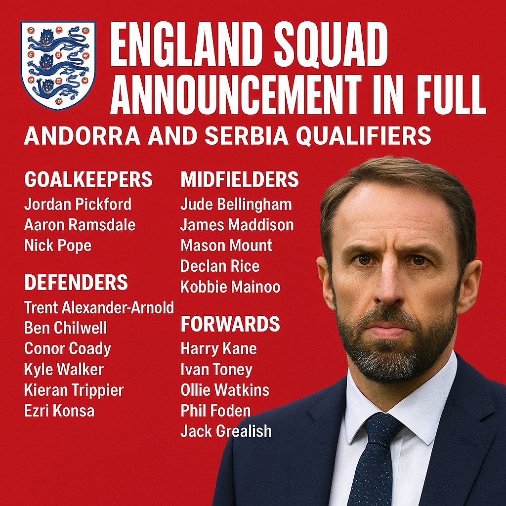 England Squad Announcement In Full Andorra And Serbia Qualifiers